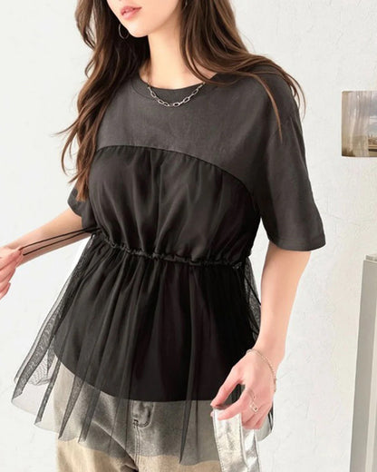 🇯🇵 日本入荷｜Classical Elf 100% 棉質 拼接薄紗 女裝Tee