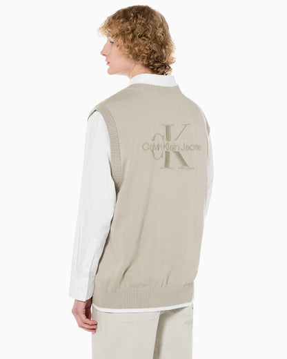 韓國🇰🇷 Calvin Klein Jeans Men's Light Brown Embossed Sweater Vest 壓花針織背心