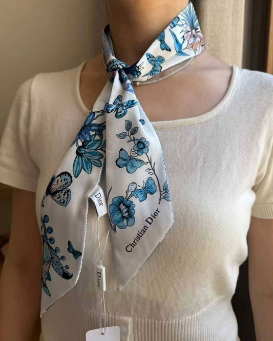Made in Italy｜Christian Dior Women’s Butterfly Around The World silk Mitzah scarf 長條絲巾（附 Dior禮盒 + 紙袋）