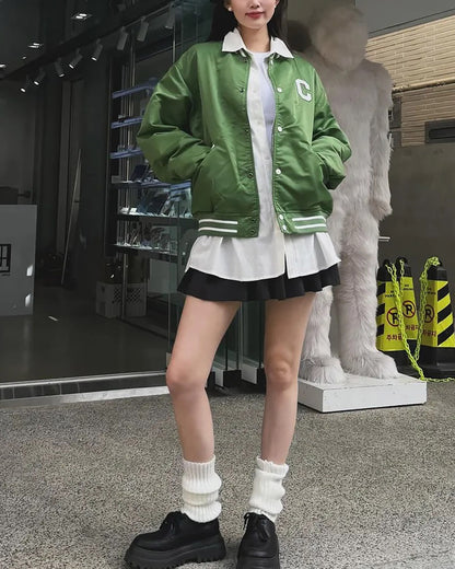 韓國 🇰🇷 COVERNAT C Logo Varsity Jacket｜經典 C Logo 復古棒球外套