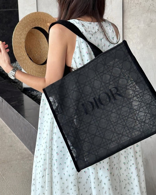 【 專櫃正品 】DIOR Beauty 經典黑色籐格紋 半透明大袋 Tote Bag｜VIP積分贈品 • 售完即止