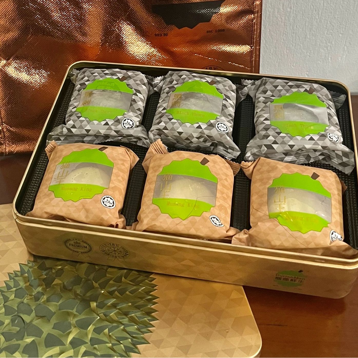 馬來西亞🇲🇾 榴蓮鮮生｜🐈‍⬛ 黑刺｜🐈 貓山王｜新鮮榴蓮果肉冰皮月餅｜中秋月餅 【Halal 清真認證】