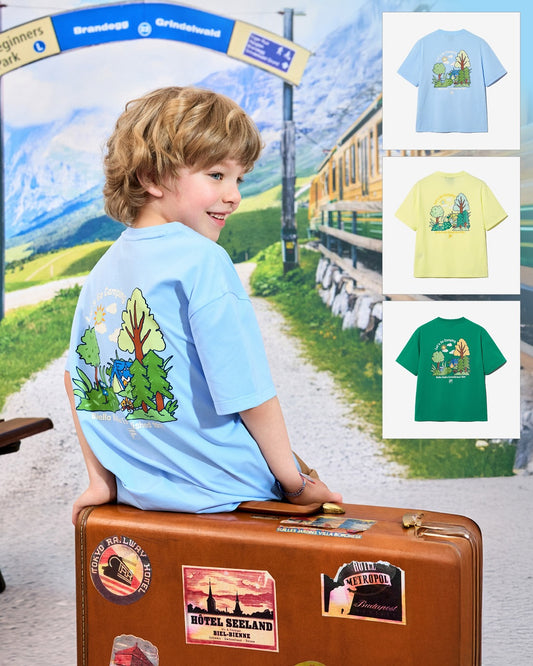韓國 FILA KIDS Travel club camping tee 男童女童 速乾 短袖 T-shirt｜3colors