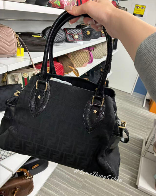 【日本🇯🇵 中古二手】Fendi Zucca Fabric and Patent Leather Du Jour Tote｜正版正貨