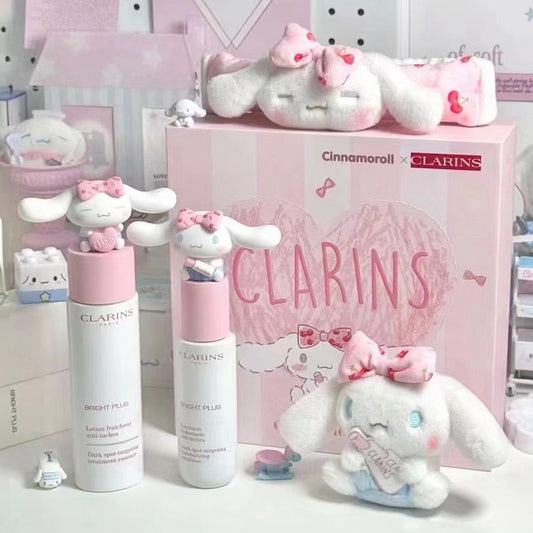 CLARINS x Cinnamoroll 透亮光感牛奶肌限定套裝 內附軟萌髮帶及毛公仔吊飾｜聖誕節禮物