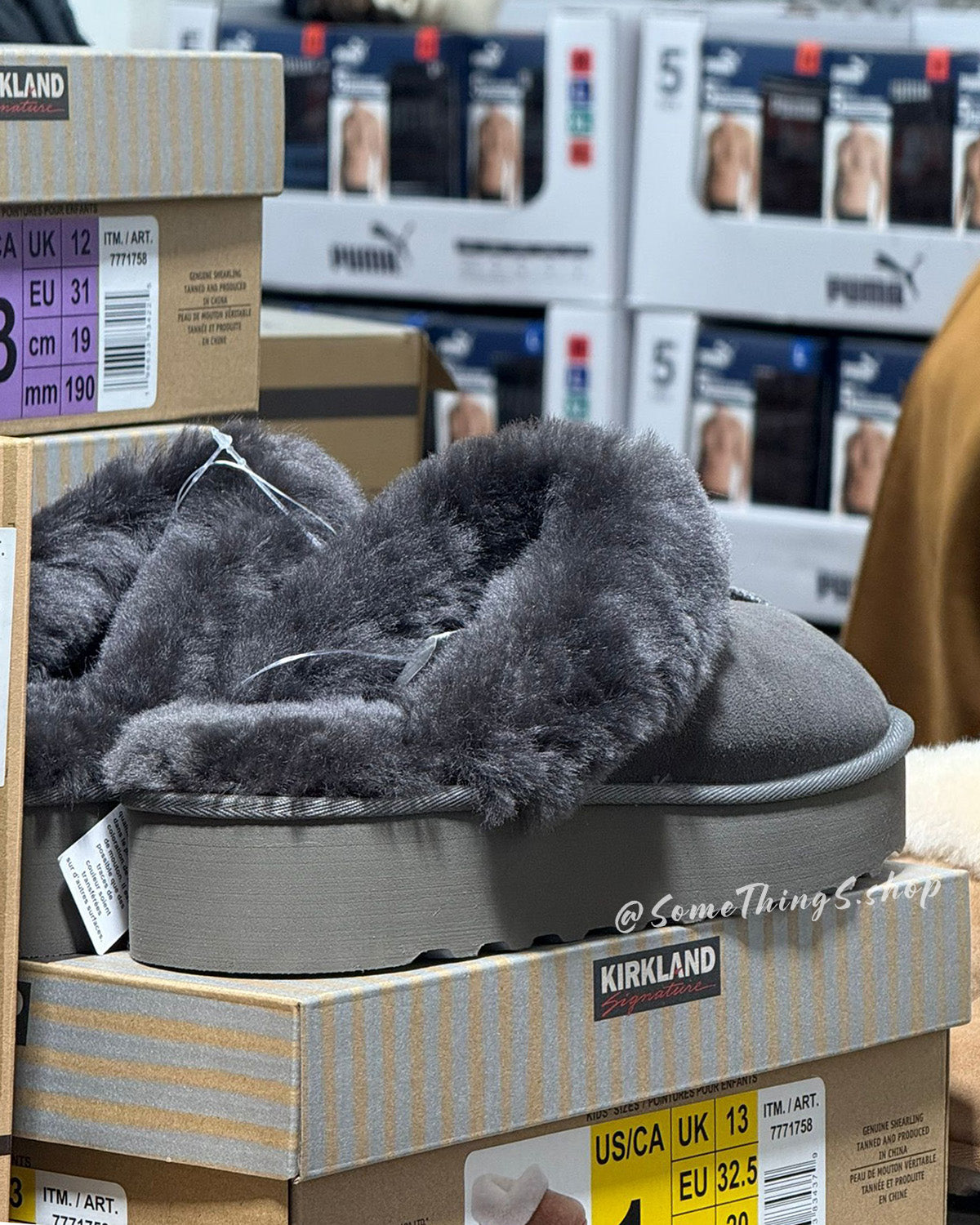 [ 韓國 Costco ] Kirkland Signature Ladies' Shearling Platform Slipper 女士毛毛厚底拖鞋