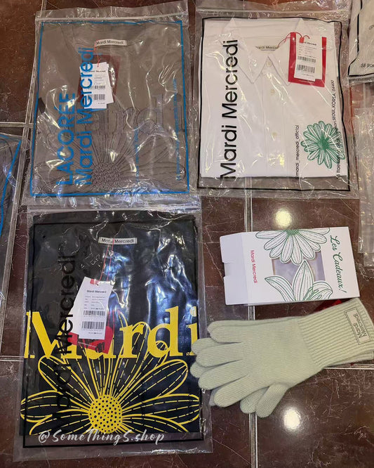 快閃 🇰🇷 韓國福袋｜ Mardi Mercredi ★ 009 4件套｜手套 + 印花短袖 tee + 刺繡長袖 tee + 白色恤衫 【 韓倉現貨 】