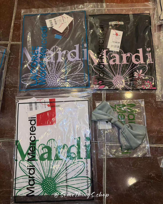 快閃 🇰🇷 韓國福袋｜ Mardi Mercredi ★ BOX016 4件套｜蝴蝶結髮飾 + 2件短袖 tee + 刺繡長䄂 tee【 韓倉現貨 】