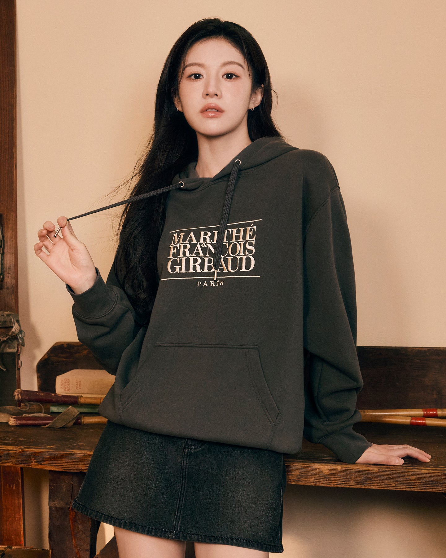 韓國 🇰🇷 Marithe Francois Girbaud classic LOGO  EMBROIDERY HOODIE  unisex Sweatshirt (加絨) 帶帽☆長袖衞衣
