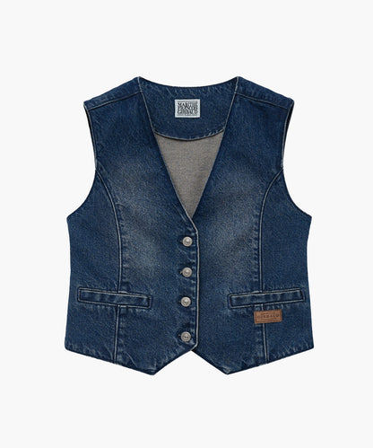韓國🇰🇷 Marithe François Girbaud W V-neck button Denim Vest (100% 純棉) ‼️Sale‼️