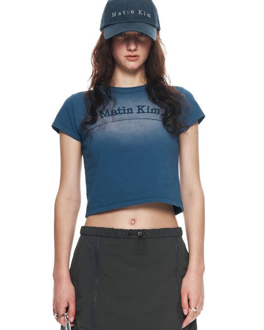 韓國🇰🇷 Matin Kim Pigment Logo Cutted Crop Top