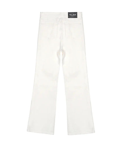 韓國 Nick & Nicole Relaxed Boots cut Denim 100% cotton 白色休閒牛仔褲 高腰喇叭褲