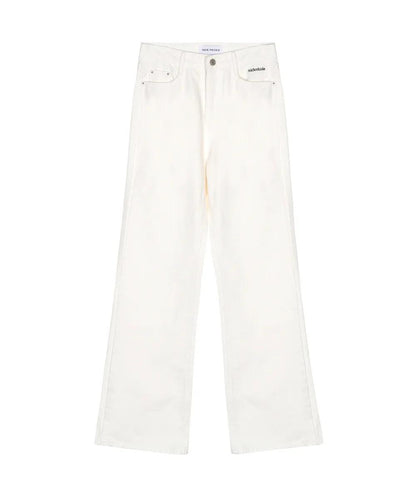 韓國 Nick & Nicole Relaxed Boots cut Denim 100% cotton 白色休閒牛仔褲 高腰喇叭褲