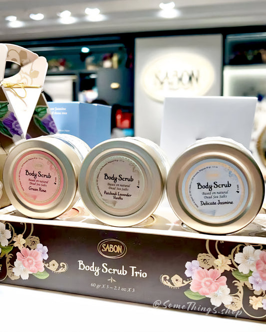 SABON Body Scrub Kit 身體磨砂膏三重奏禮盒 60g x 3｜綠玫瑰 ♡︎ 茉莉 ♡︎ 經典PLV