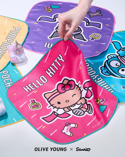 韓國限定 🇰🇷 Olive Young x FiliMilli Sanrio Cutie Run Edition｜Sports Towel Keychain 速乾毛巾＋收納鑰匙扣｜