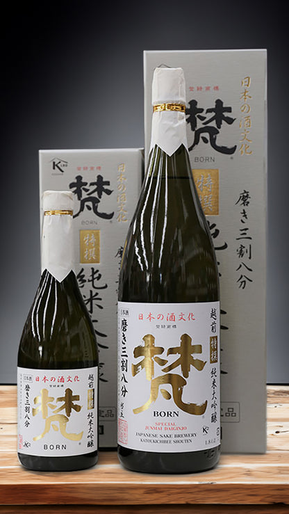 日本 Born 梵 • 經典 三割八分 38 特撰純米大吟釀清酒  [禮盒裝]  720ml / 1800ml｜日航JAL國內航線 頭等艙清酒