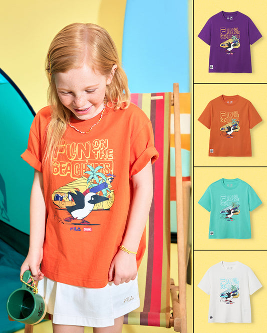 韓國 FILA KIDS x CHUMS BOOBY BIRD Beach 100% 輕薄純棉 T-shirt 男童女童 tee｜4colors