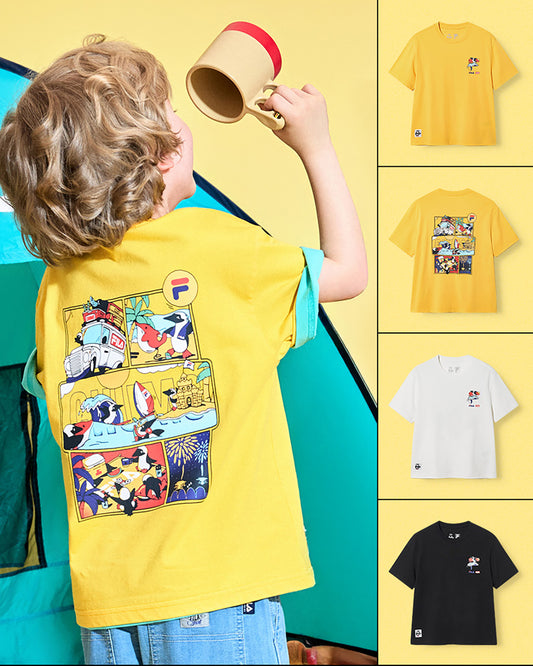 韓國 FILA KIDS x CHUMS BOOBY BIRD Cartoon 100% 輕薄純棉 T-shirt 男童女童 tee｜3colors