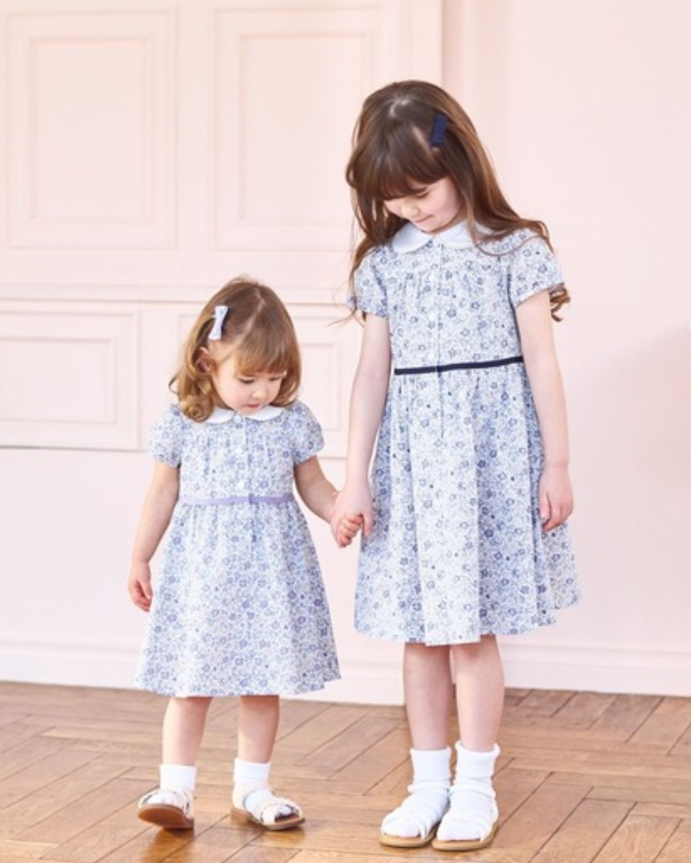 日本東京 🇯🇵 童裝専門店 CHOPIN blue floral print dress 小碎花蕾絲領連身裙