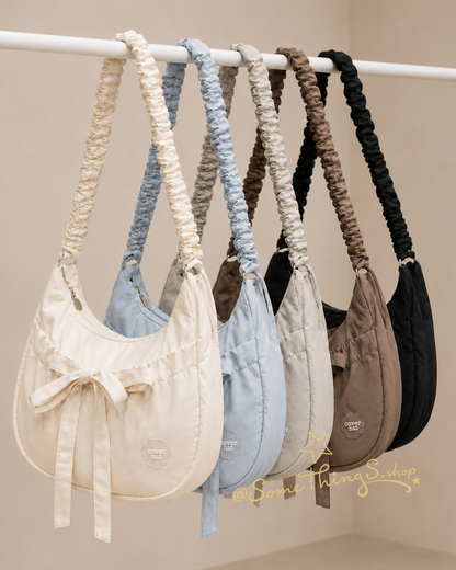 韓國🇰🇷 Covernat Clover Heart Shirring Medium Nylon Hobo Bag 抓皺尼龍流浪包｜5 colors