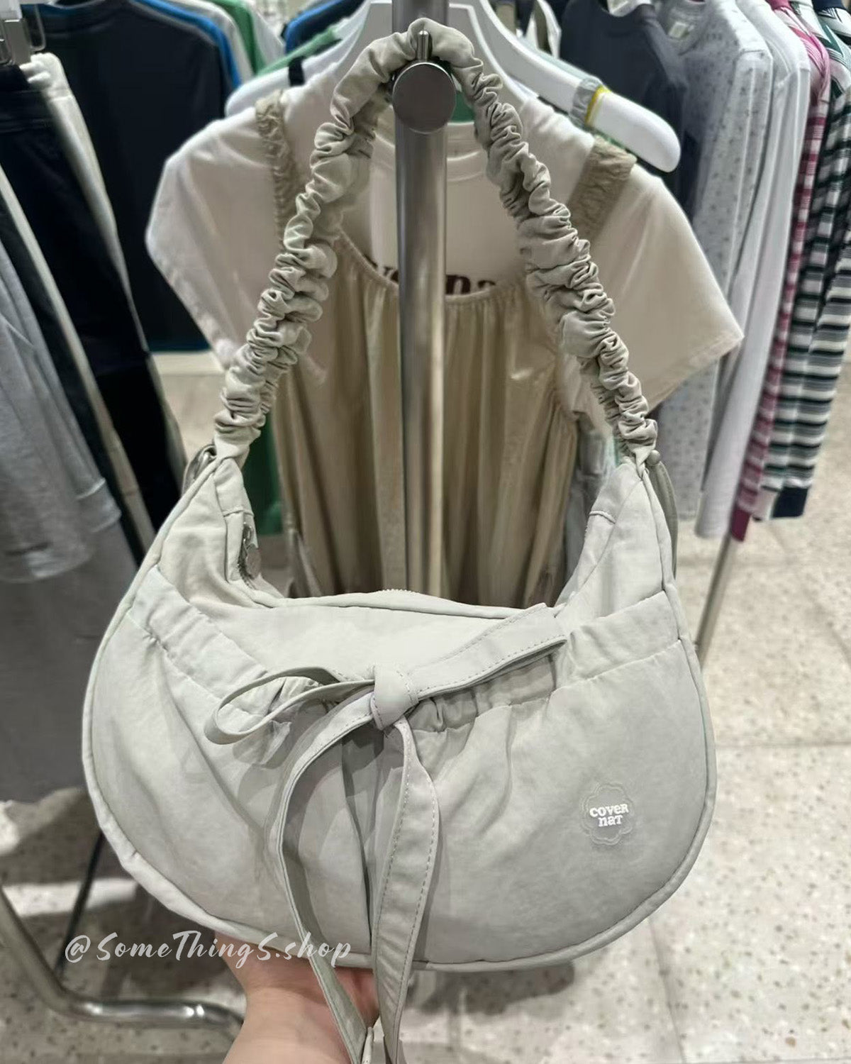 韓國🇰🇷 Covernat Clover Heart Shirring Medium Nylon Hobo Bag 抓皺尼龍流浪包｜5 colors
