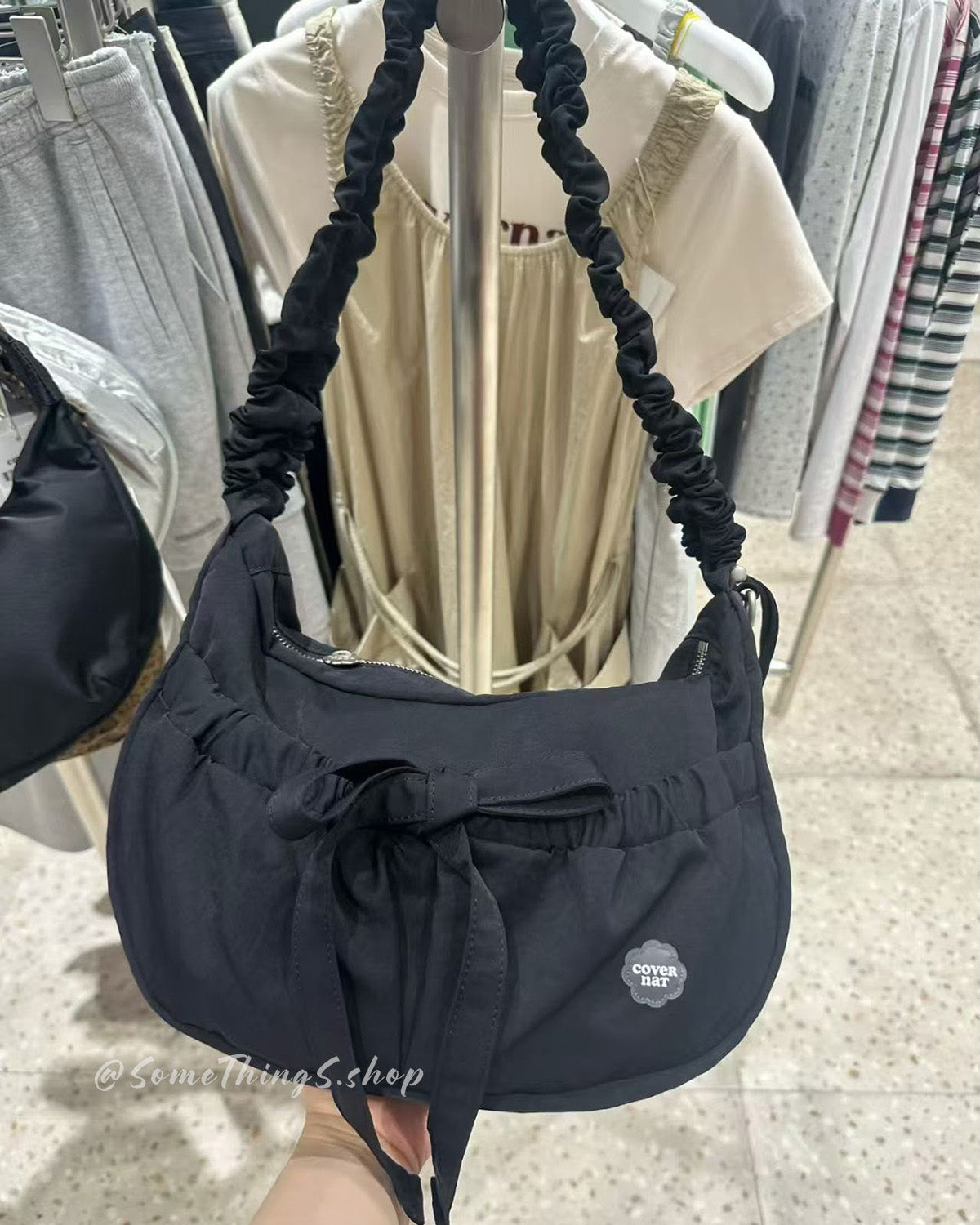 韓國🇰🇷 Covernat Clover Heart Shirring Medium Nylon Hobo Bag 抓皺尼龍流浪包｜5 colors