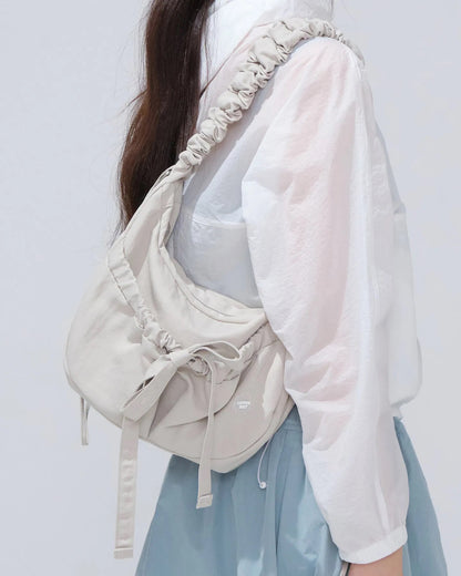 韓國🇰🇷 Covernat Clover Heart Shirring Medium Nylon Hobo Bag 抓皺尼龍流浪包｜5 colors