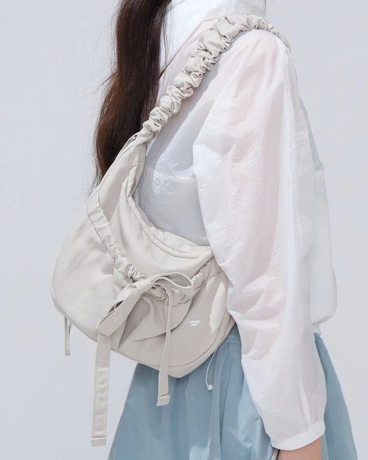 韓國🇰🇷 Covernat Clover Heart Shirring Medium Nylon Hobo Bag 抓皺尼龍流浪包｜5 colors