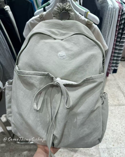 韓國🇰🇷 Covernat Clover Heart Shirring Nylon Backpack 抓皺尼龍 蝴蝶結背囊｜4 colors