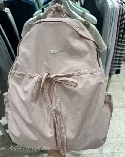 韓國🇰🇷 Covernat Clover Heart Shirring Nylon Backpack 抓皺尼龍 蝴蝶結背囊｜4 colors