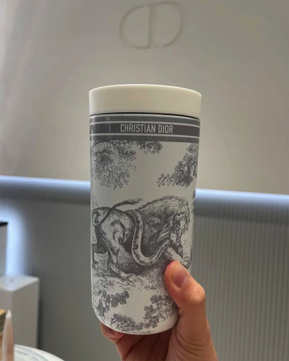 DIOR Beauty Toile de Jouy 灰色 法式印花圖騰不鏽鋼保溫杯