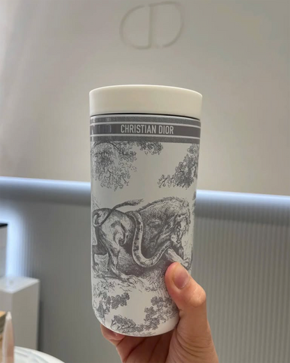 DIOR Beauty Toile de Jouy 灰色 法式印花圖騰不鏽鋼保溫杯