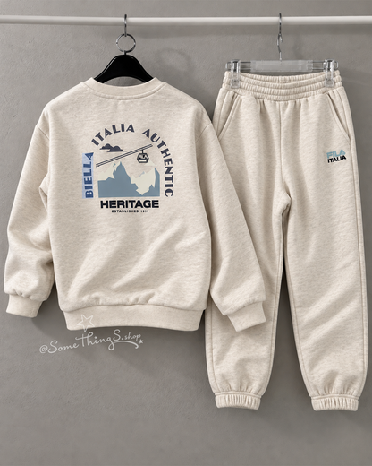 韓國 🇰🇷 Fila Kids' Fleece Hoodie Set｜兒童加絨保暖衛衣套裝 ⦁ 冬日纜車圖案