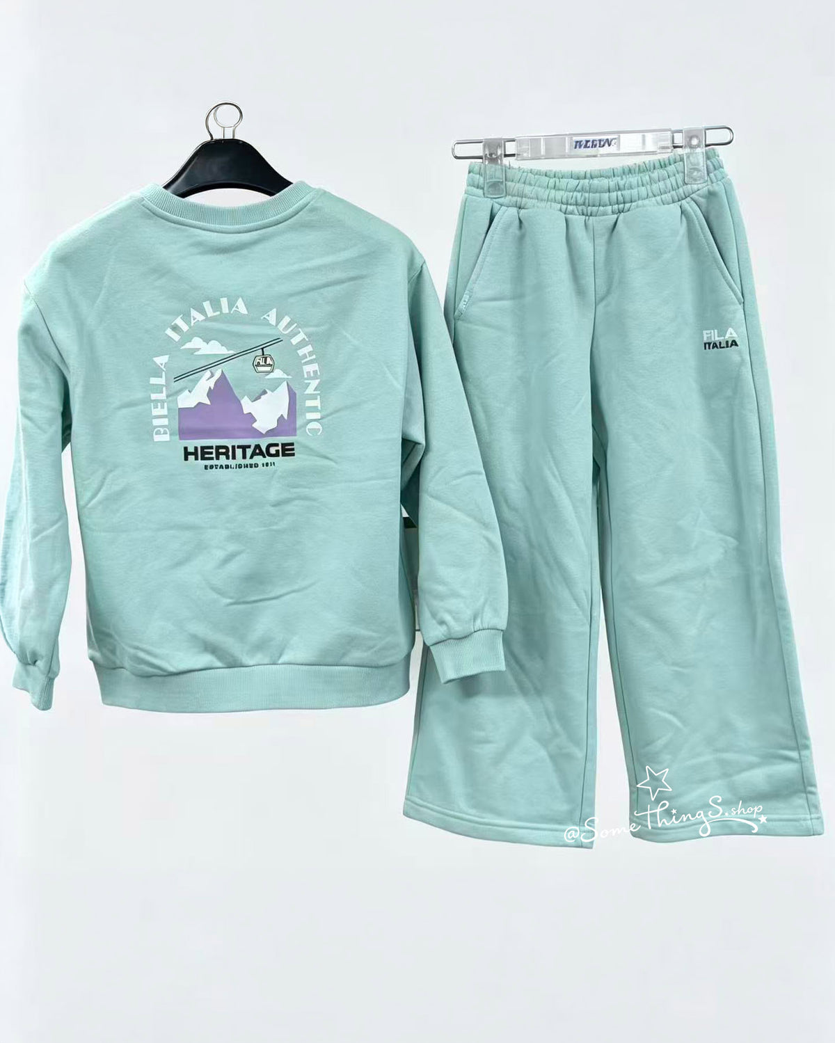 韓國 🇰🇷 Fila Kids' Fleece Hoodie Set｜兒童加絨保暖衛衣套裝 ⦁ 冬日纜車圖案