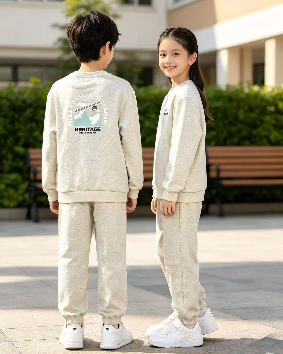 韓國 🇰🇷 Fila Kids' Fleece Hoodie Set｜兒童加絨保暖衛衣套裝 ⦁ 冬日纜車圖案