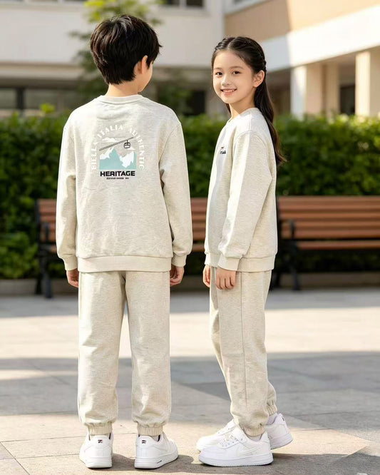 韓國 🇰🇷 Fila Kids' Fleece Hoodie Set｜兒童加絨保暖衛衣套裝 ⦁ 冬日纜車圖案