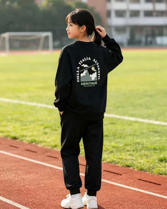 韓國 🇰🇷 Fila Kids' Fleece Hoodie Set｜兒童加絨保暖衛衣套裝 ⦁ 冬日纜車圖案