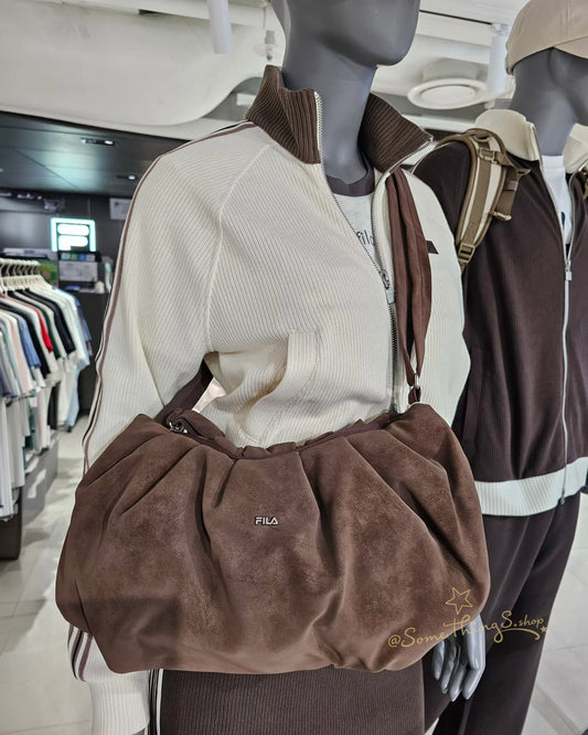 韓國 🇰🇷 FILA Puffer Salt Bread Bag 絨面半月包 + 牛角包鑰匙扣吊飾