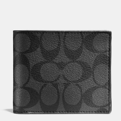 Coach 3-IN-1 Wallet in signature canvas for men Men's classic 3-in-1 black wallet + card bag