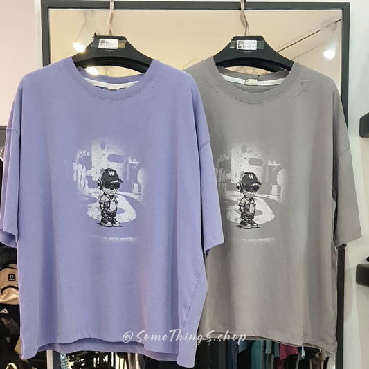 韓國🇰🇷 小眾品牌 LifeWork Women's Vintage Mood Hip Dog Short Sleeve T-shirt
