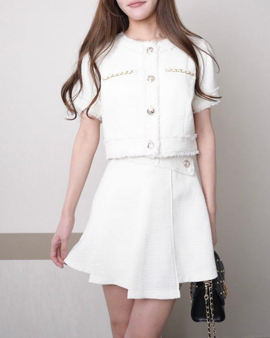 🇯🇵 日本入荷｜LIP SERVICE Summer Tweed 系列｜夏季粗呢 套裝裙｜Light Blue ♡︎ Ivory