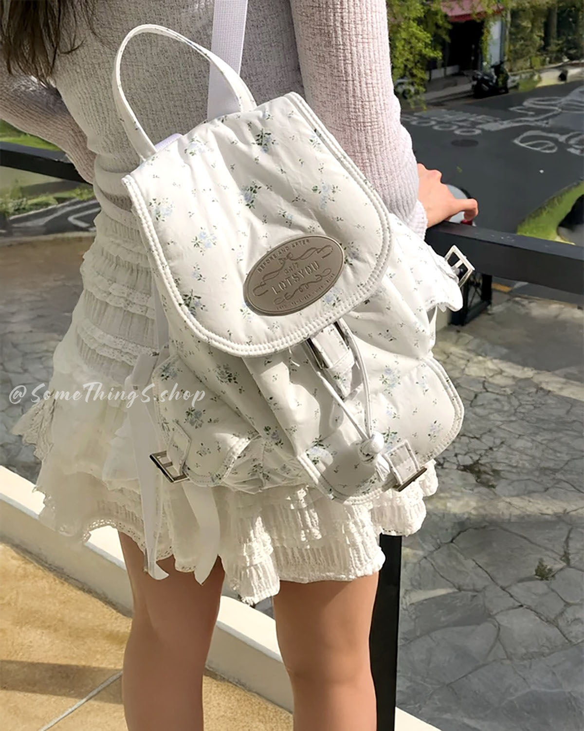 韓國 🇰🇷 Lotsyou Nostalgia 100% Cotton floral backpack 碎花小背囊｜Jennie 同款