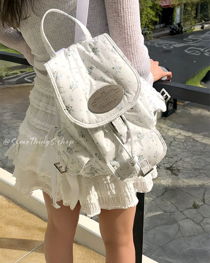 韓國 🇰🇷 Lotsyou Nostalgia 100% Cotton floral backpack 碎花小背囊｜Jennie 同款