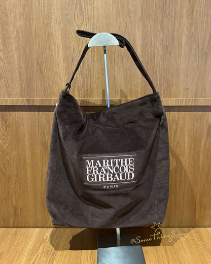 韓國 🇰🇷 Marithe Francois Girbaud Classic Logo Corduroy Bag｜經典 LOGO 燈芯絨 Tote Bag