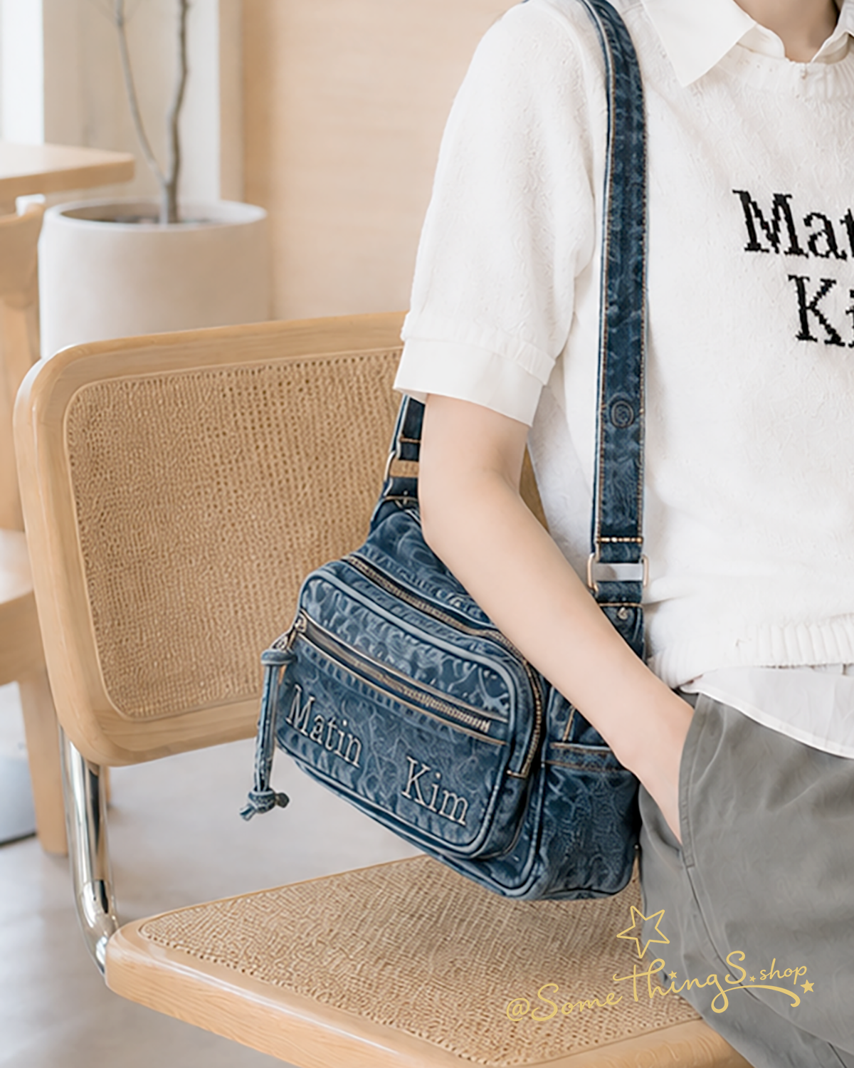 韓國 🇰🇷 Matin Kim Dust Denim One Pocket (100% 純棉) 復古 水洗牛仔布 單肩包