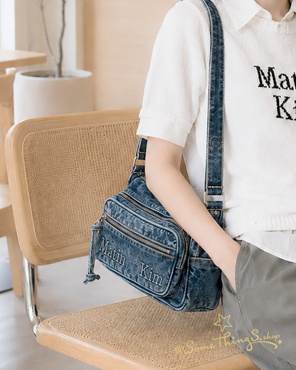 韓國 🇰🇷 Matin Kim Dust Denim One Pocket (100% 純棉) 復古 水洗牛仔布 單肩包