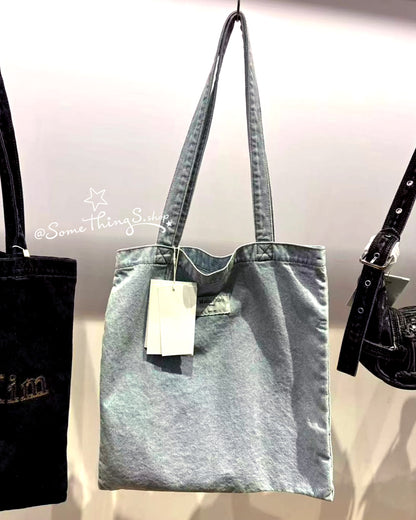 韓國 🇰🇷 Matin Kim Matin Stitch Denim Ecobag Tote 刺繡 Logo 復古水洗牛仔布袋