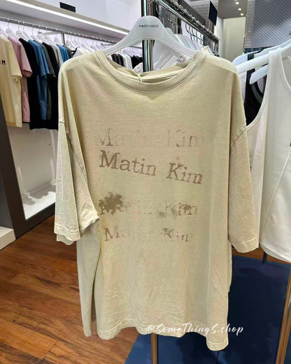 韓國 🇰🇷 Matin Kim Pigment Graffiti Logo Top Unisex 復古水洗 (100% 純棉) 寬鬆Tee