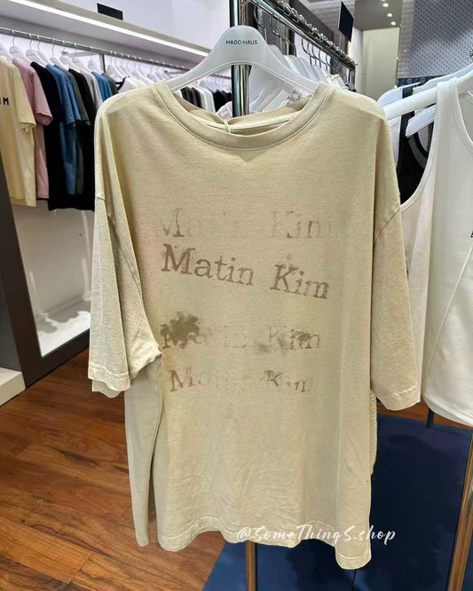 韓國 🇰🇷 Matin Kim Pigment Graffiti Logo Top Unisex 復古水洗 (100% 純棉) 寬鬆Tee