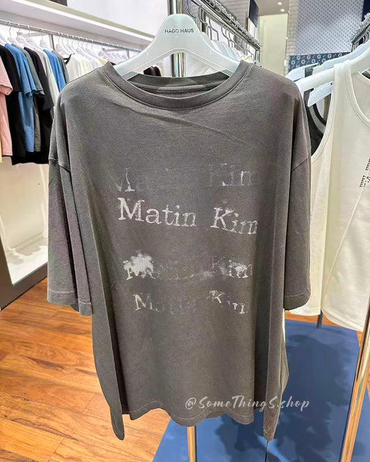 韓國 🇰🇷 Matin Kim Pigment Graffiti Logo Top Unisex 復古水洗 (100% 純棉) 寬鬆Tee